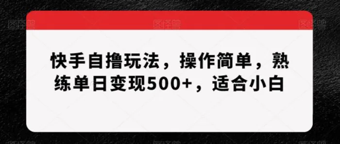 快手自撸玩法，操作简单，熟练单日变现500+，适合小白【揭秘】-副业城