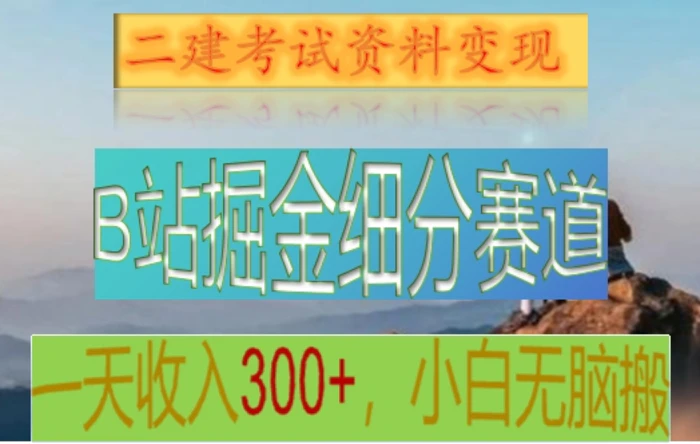 B站掘金细分赛道，二建考试资料变现，一天收入300+，操作简单，纯小白也能轻松上手-副业城