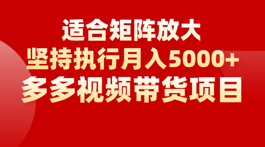 矩阵操作月入5000+，多多视频带货项目，适合新手，也适合老手放大-副业城