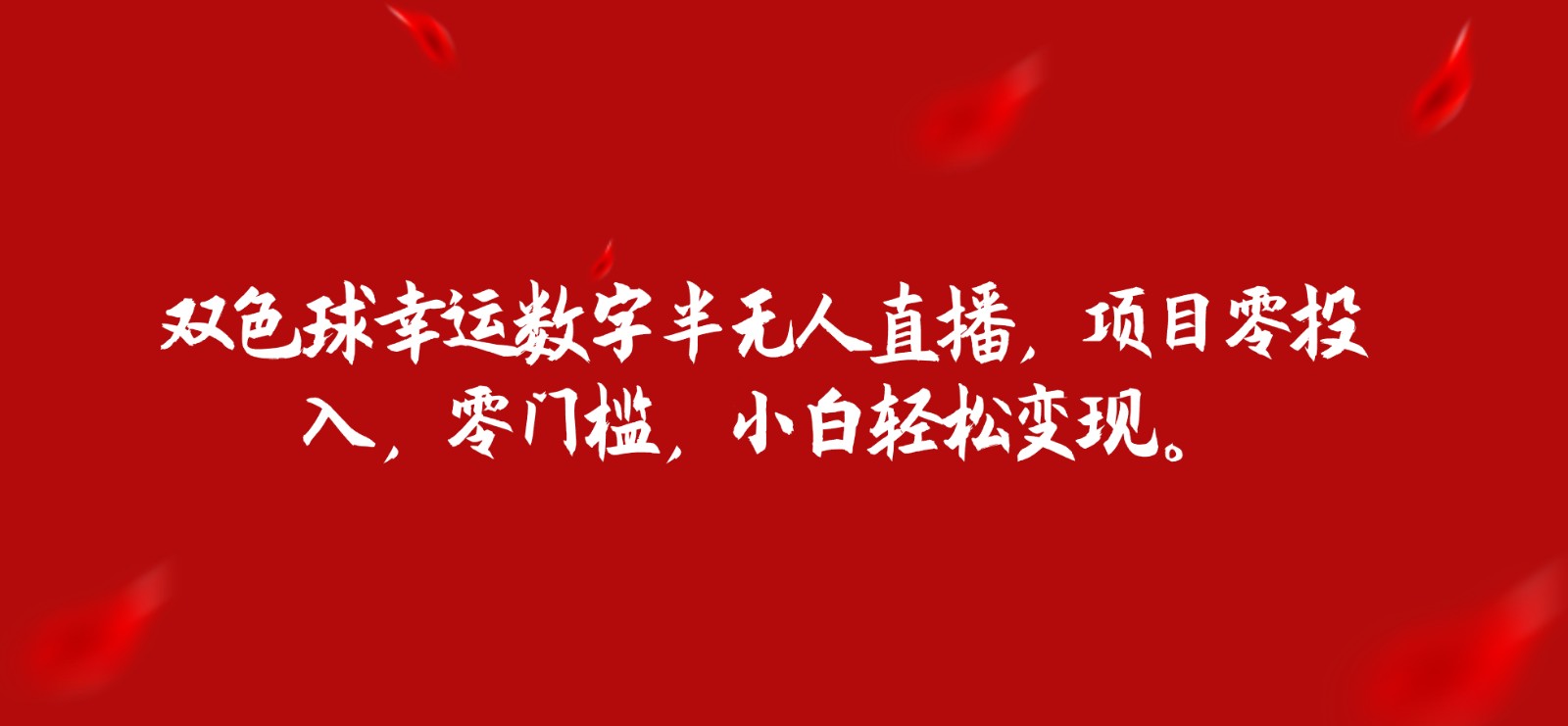 双色球幸运数字半无人直播，项目零投入，零门槛，小白轻松变现。-副业城