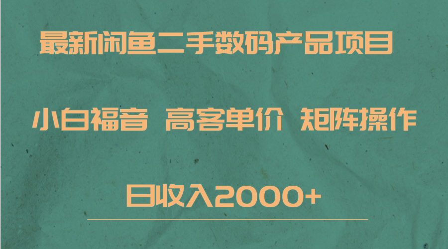 最新闲鱼二手数码赛道，小白福音，高客单价，矩阵操作，日收入2000+-副业城