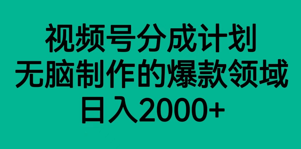 视频号分成计划，轻松无脑制作的爆款领域，日入2000+-副业城