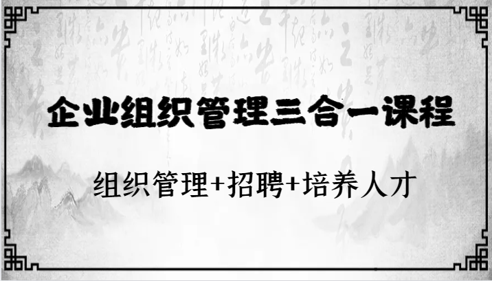 企业组织管理三合一课程：组织管理+招聘+培养人才-副业城