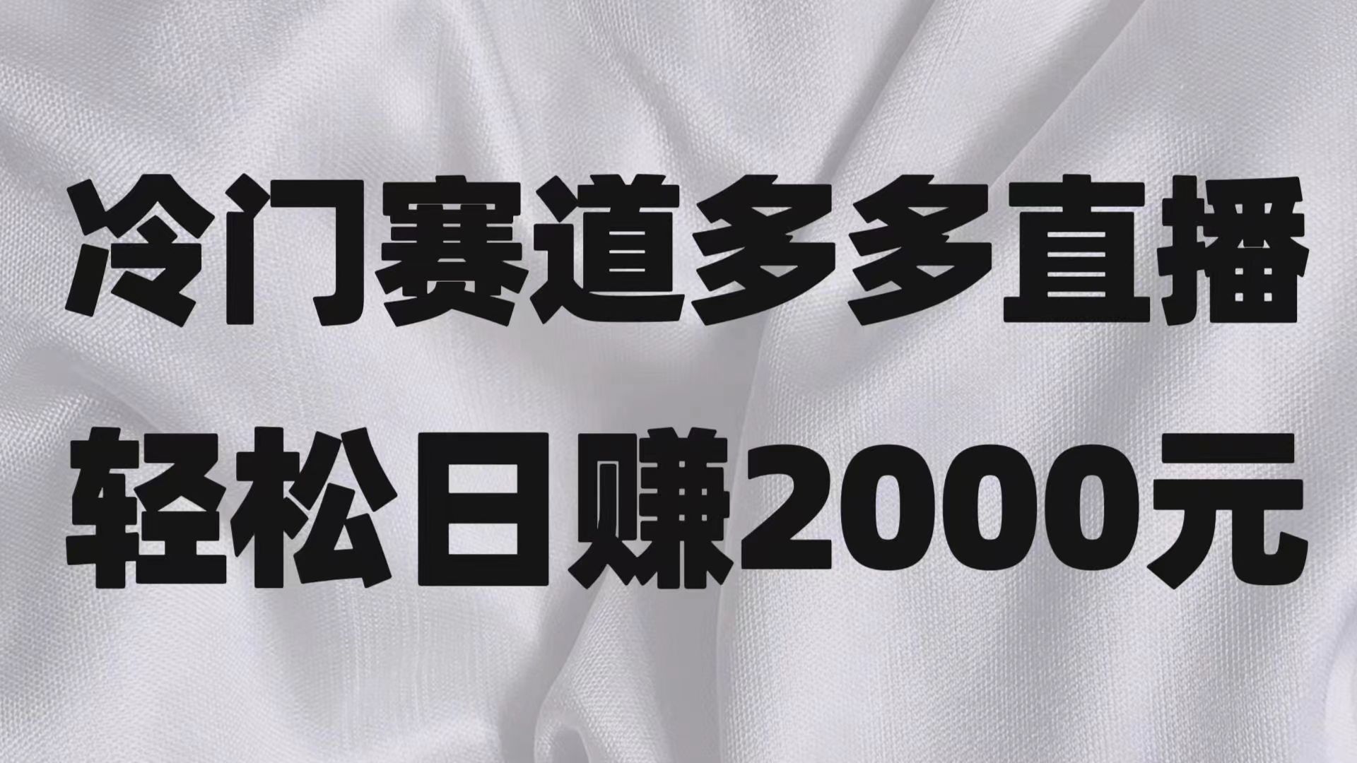 冷门赛道拼多多直播项目，简单念稿子，日收益2000＋-副业城