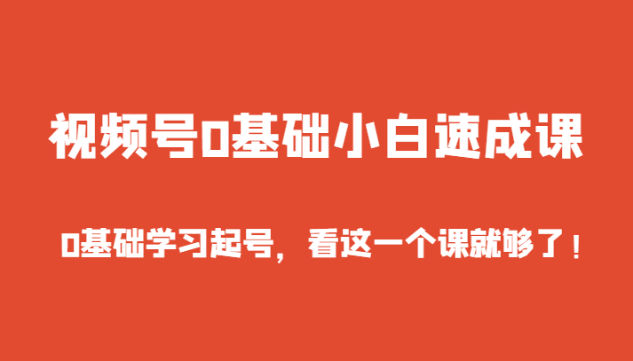 视频号0基础小白速成课，0基础学习起号，看这一个课就够了！-副业城