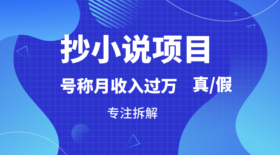 抄小说项目，号称月入过万，到底是否真实，能不能做，详细拆解-副业城