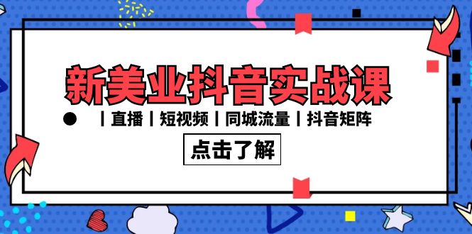 新美业抖音实战课丨直播丨短视频丨同城流量丨抖音矩阵（30节课）-副业城