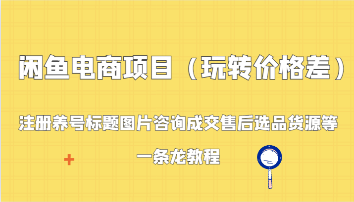 闲鱼电商项目（玩转价格差）：注册养号标题图片咨询成交售后选品货源等，一条龙教程-副业城