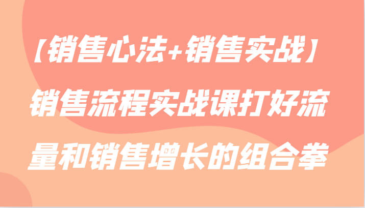 【销售心法+销售实战】销售流程实战课打好流量和销售增长的组合拳-副业城