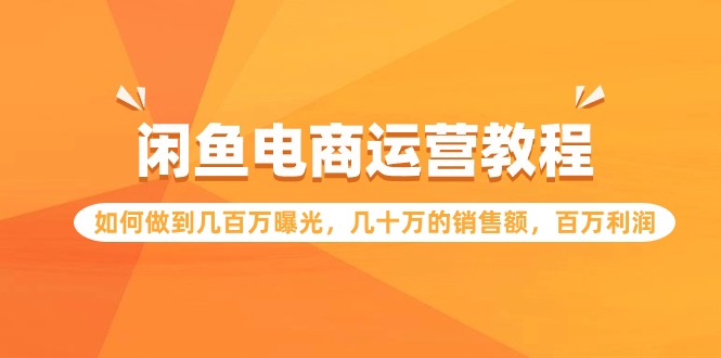 闲鱼电商运营教程：如何做到几百万曝光，几十万的销售额，百万利润-副业城