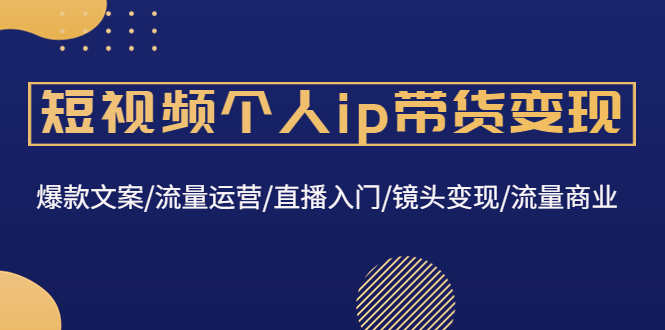 （4595期）短视频个人ip带货变现：爆款文案/流量运营/直播入门/镜头变现/流量商业-副业城