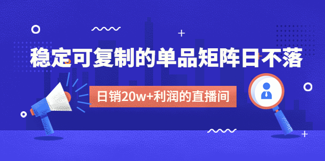 （4770期）某电商线下课程，稳定可复制的单品矩阵日不落，做一个日销20w+利润的直播间-副业城