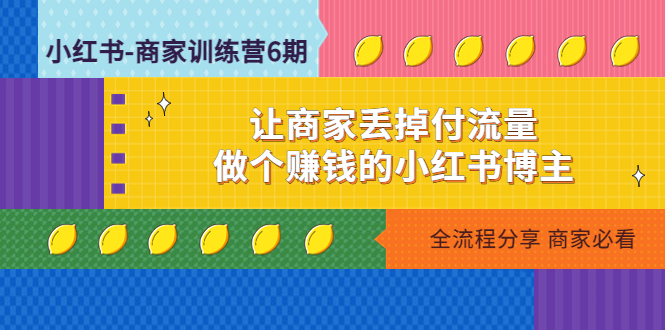 （4782期）小红书-商家训练营12期：让商家丢掉付流量，做个赚钱的小红书博主-副业城