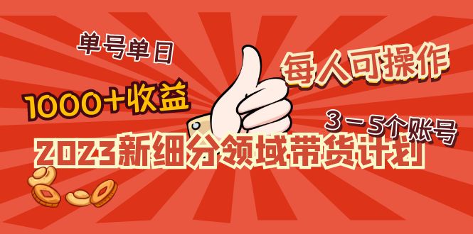 （4827期）2023新细分领域带货计划：单号单日1000+收益不难，每人可操作3-5个账号-副业城