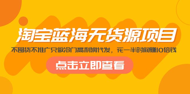 （5062期）淘宝蓝海无货源项目，不囤货不推广只做冷门高利润代发，花一半时间赚10倍钱-副业城