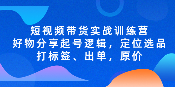 （5076期）短视频带货实战训练营，好物分享起号逻辑，定位选品打标签、出单，原价-副业城