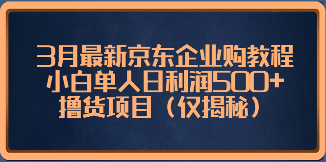 （5277期）3月最新京东企业购教程，小白单人日利润500+撸货项目（仅揭秘）-副业城