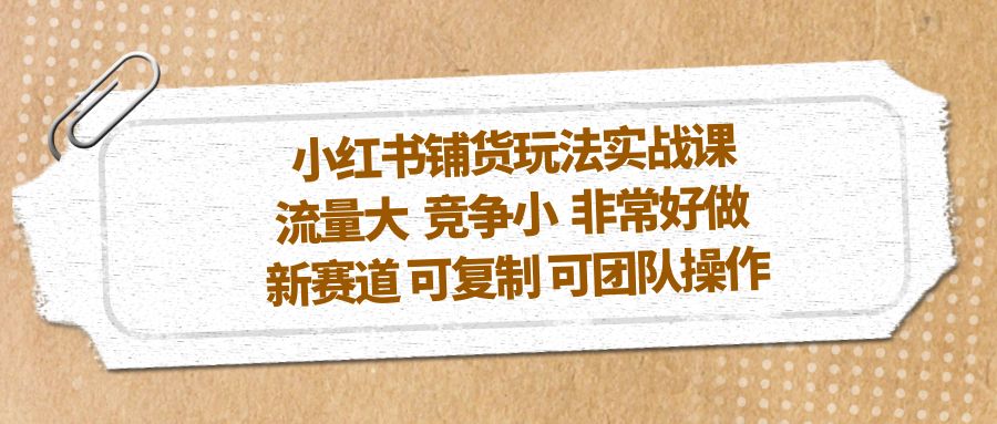 （5291期）小红书铺货玩法实战课，流量大 竞争小 非常好做 新赛道 可复制 可团队操作-副业城