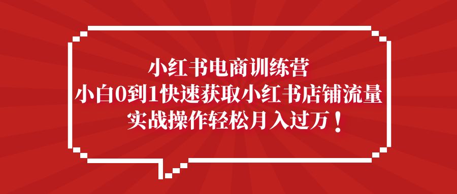 （5309期）小红书电商训练营，小白0到1快速获取小红书店铺流量，实战操作月入过万-副业城