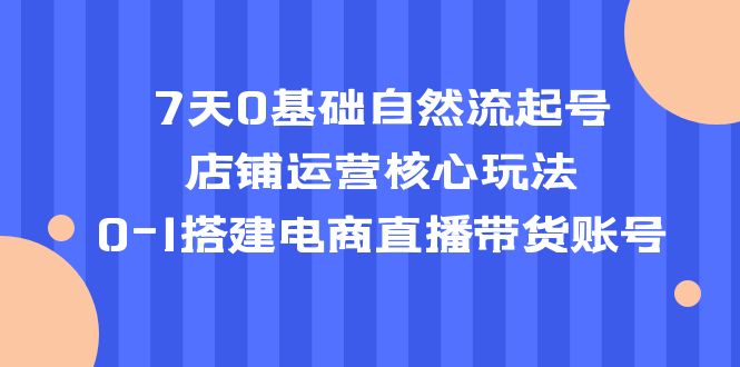 （5350期）7天0基础自然流起号，店铺运营核心玩法，0-1搭建电商直播带货账号-副业城