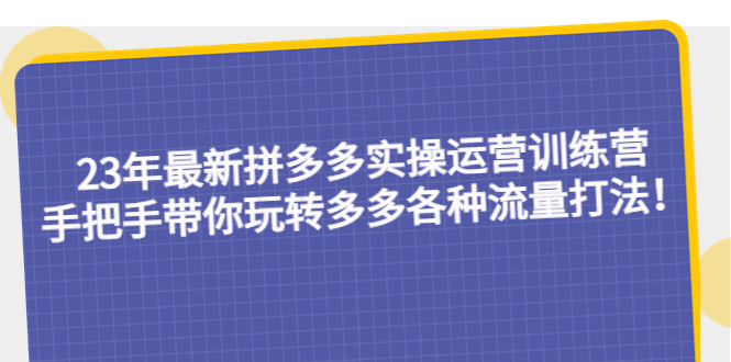 （5435期）23年最新拼多多实操运营训练营：手把手带你玩转多多各种流量打法！-副业城