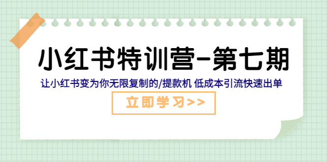 （5608期）小红书特训营-第七期 让小红书变为你无限复制的/提款机 低成本引流快速出单-副业城