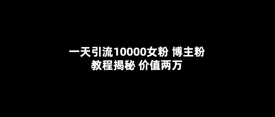 （5647期）一天引流10000女粉，博主粉教程揭秘（价值两万）-副业城