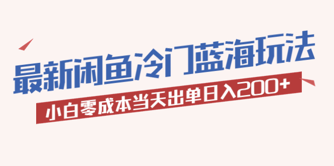 （5903期）2023最新闲鱼冷门蓝海玩法，小白零成本当天出单日入200+-副业城