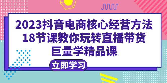 （6309期）2023抖音电商核心经营方法：18节课教你玩转直播带货，巨量学精品课-副业城