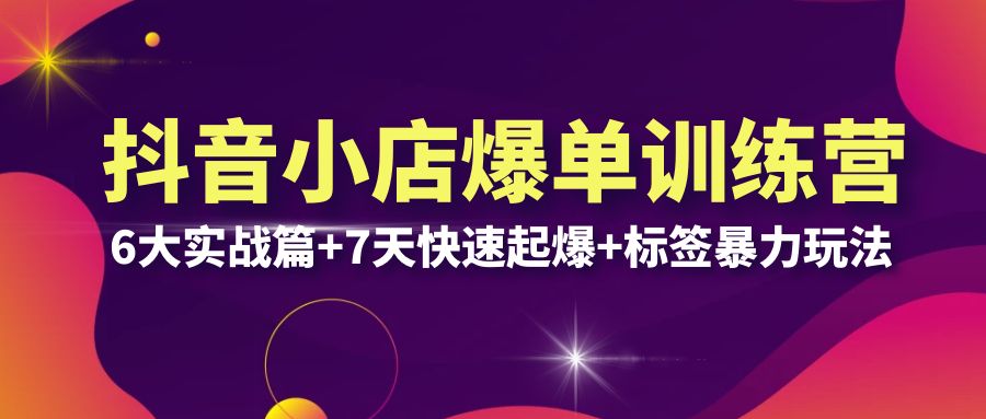 （6348期）抖音小店爆单训练营VIP线下课：6大实战篇+7天快速起爆+标签暴力玩法(32节)-副业城