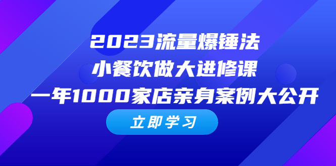 （6485期）2023流量 爆锤法，小餐饮做大进修课，一年1000家店亲身案例大公开-副业城