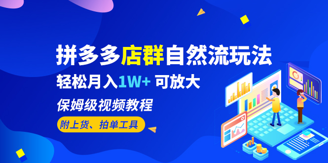 （6545期）拼多多店群自然流玩法，轻松月入1W+ 保姆级视频教程（附上货、拍单工具）-副业城