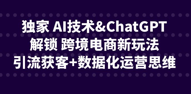 （6599期）独家 AI技术&ChatGPT解锁 跨境电商新玩法，引流获客+数据化运营思维-副业城