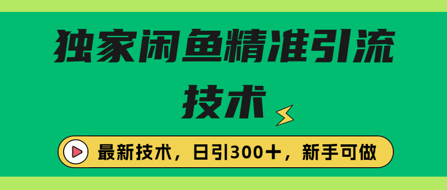 （6635期）独家闲鱼引流技术，日引300＋实战玩法-副业城