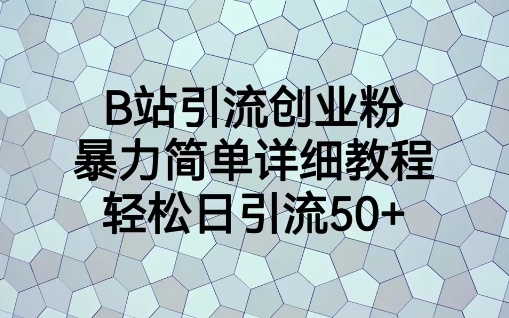 （6639期）B站引流创业粉，暴力简单详细教程，轻松日引流50+-副业城