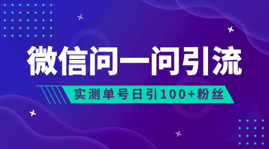 （6678期）流量风口：微信问一问，可引流到公众号及视频号，实测单号日引流100+-副业城