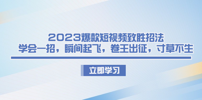 （6738期）2023爆款短视频致胜招法，学会一招，瞬间起飞，卷王出征，寸草不生-副业城