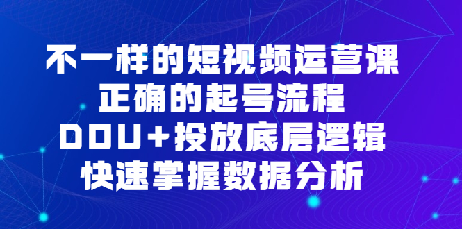 （6768期）不一样的短视频 运营课，正确的起号流程，DOU+投放底层逻辑，快速掌握数…-副业城