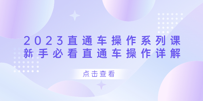 （6766期）2023直通车操作 系列课，新手必看直通车操作详解-副业城