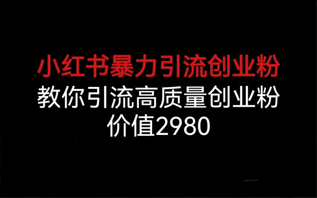 （6779期）小红书暴力引流创业粉，教你引流高质量创业粉，价值2980-副业城