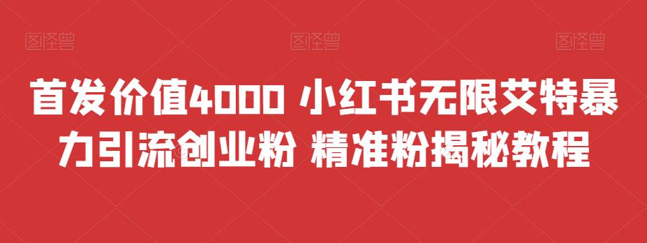 （6982期）首发价值4000 小红书无限艾特暴力引流创业粉 精准粉揭秘教程-副业城