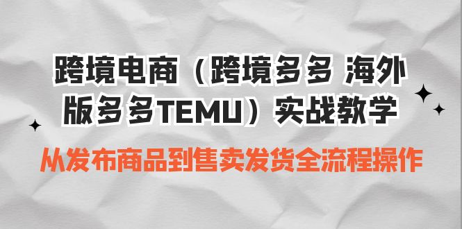 （6989期）跨境电商（跨境多多 海外版多多TEMU）实操教学 从发布商品到售卖发货全流程-副业城