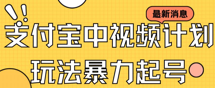 （7218期）支付宝中视频玩法暴力起号影视起号有播放即可获得收益（带素材）-副业城