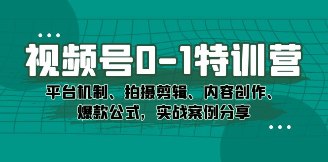 （7373期）视频号0-1特训营：平台机制、拍摄剪辑、内容创作、爆款公式，实战案例分享-副业城