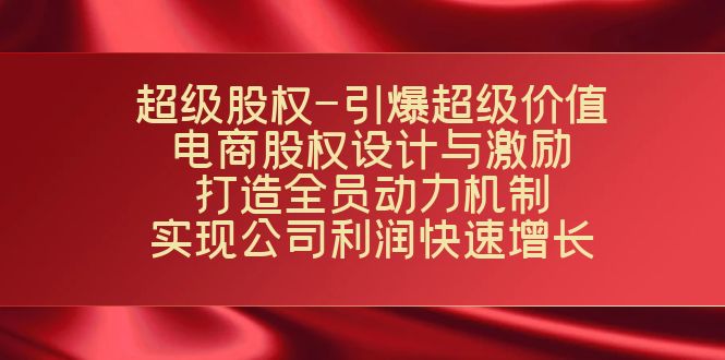 （7505期）超级股权-引爆超级价值：电商股权设计与激励：打造全员动力机制  实现…-副业城