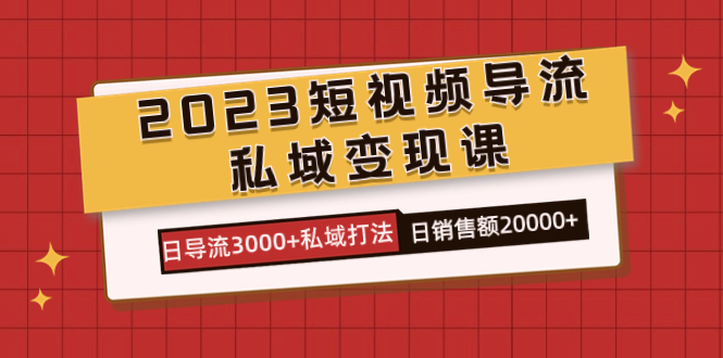 （7550期）2023短视频导流·私域变现课，日导流3000+私域打法  日销售额2w+-副业城
