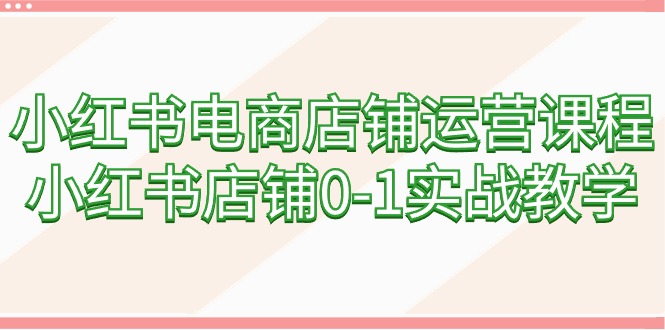 （9249期）小红书电商店铺运营课程，小红书店铺0-1实战教学（60节课）-副业城