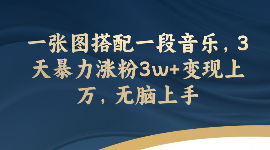 （7674期）一张图搭配一段音乐，3天暴力涨粉3w+变现上万，无脑上手-副业城