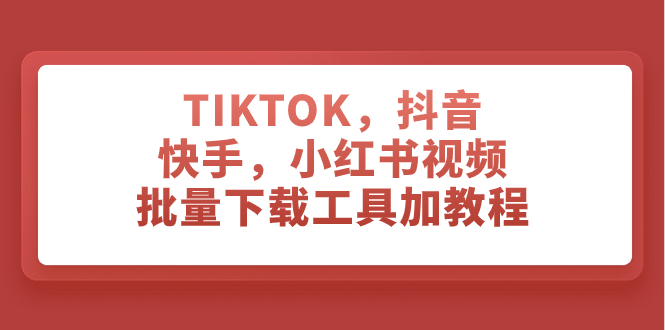 （7714期）TIKTOK，抖音，快手，小红书视频批量下载工具加教程-副业城