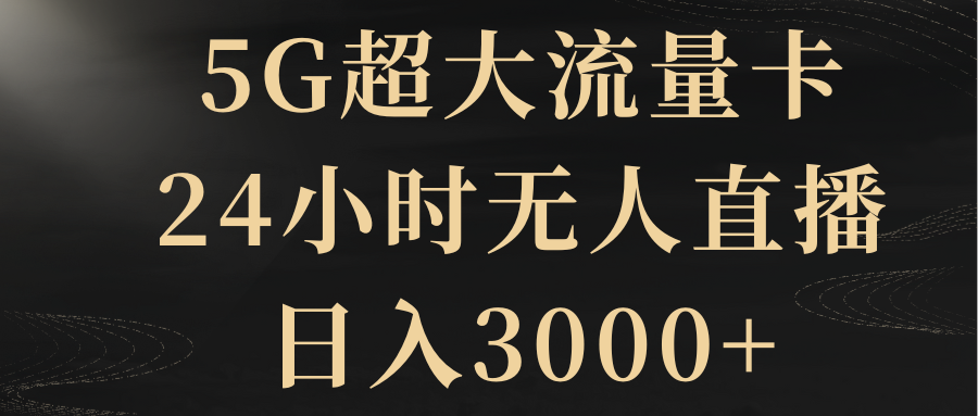 （8304期）5G超大流量卡，24小时无人直播，日入3000+-副业城